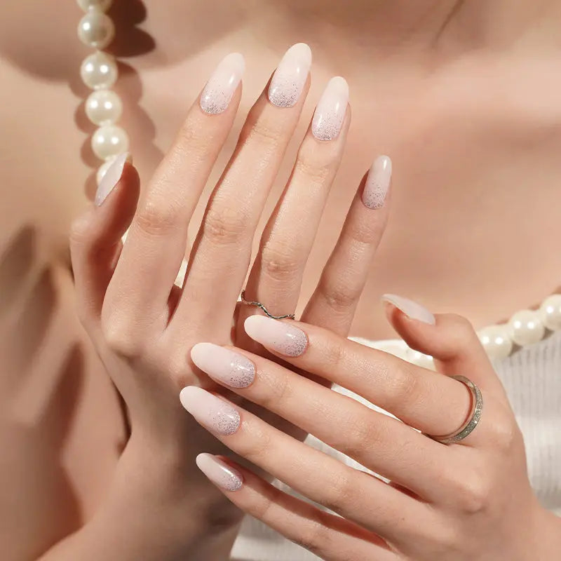 Wholesale Light Pink Glitter Gradient gel Nail Stickers HUIZI