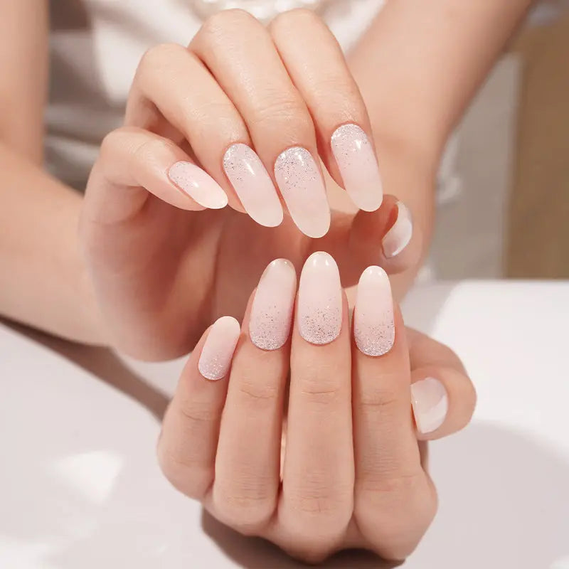 Wholesale Light Pink Glitter Gradient gel Nail Stickers HUIZI