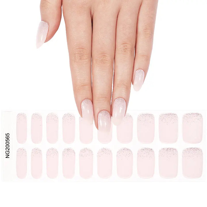 Wholesale Light Pink Glitter Gradient gel Nail Stickers