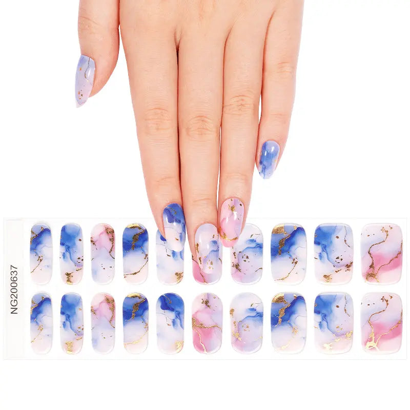 Wholesale Luxury Gold Foil Marble Gel Nail Stickers Customizable Nail Wraps for Brands HUIZI