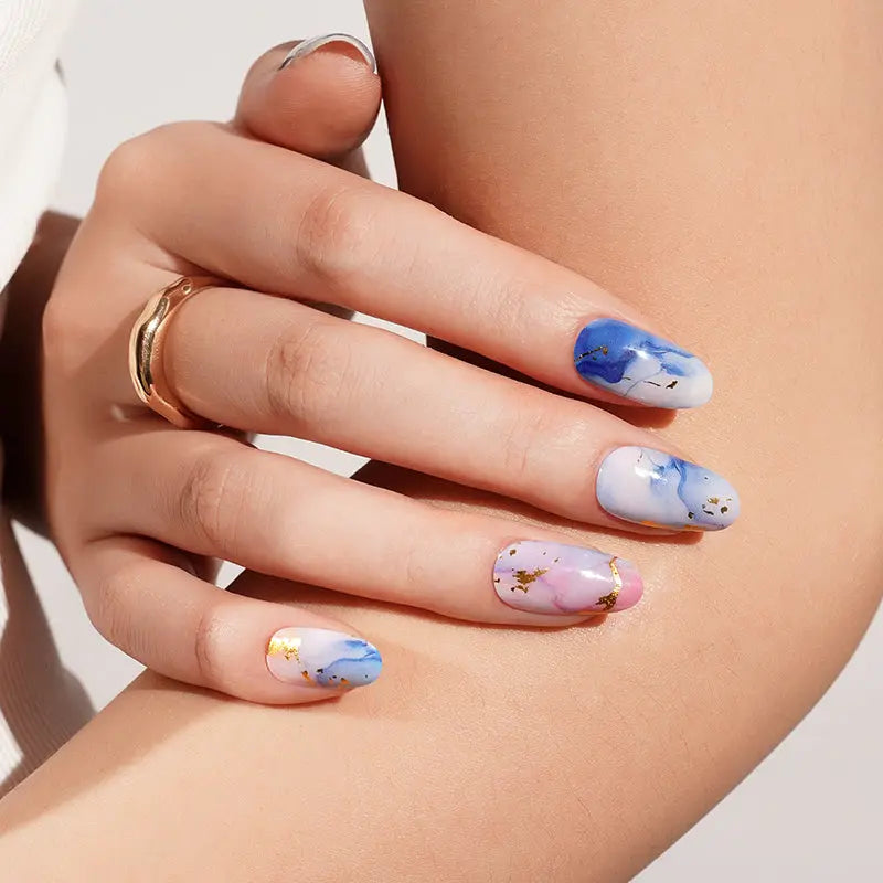 Wholesale Luxury Gold Foil Marble Gel Nail Stickers Customizable Nail Wraps for Brands HUIZI