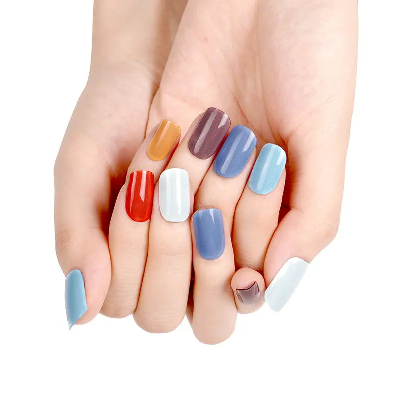 Wholesale Manicure Decor Semi-Cured Gel Nail Wraps Rainbow Color Nail Sticker - Huizi HUIZI