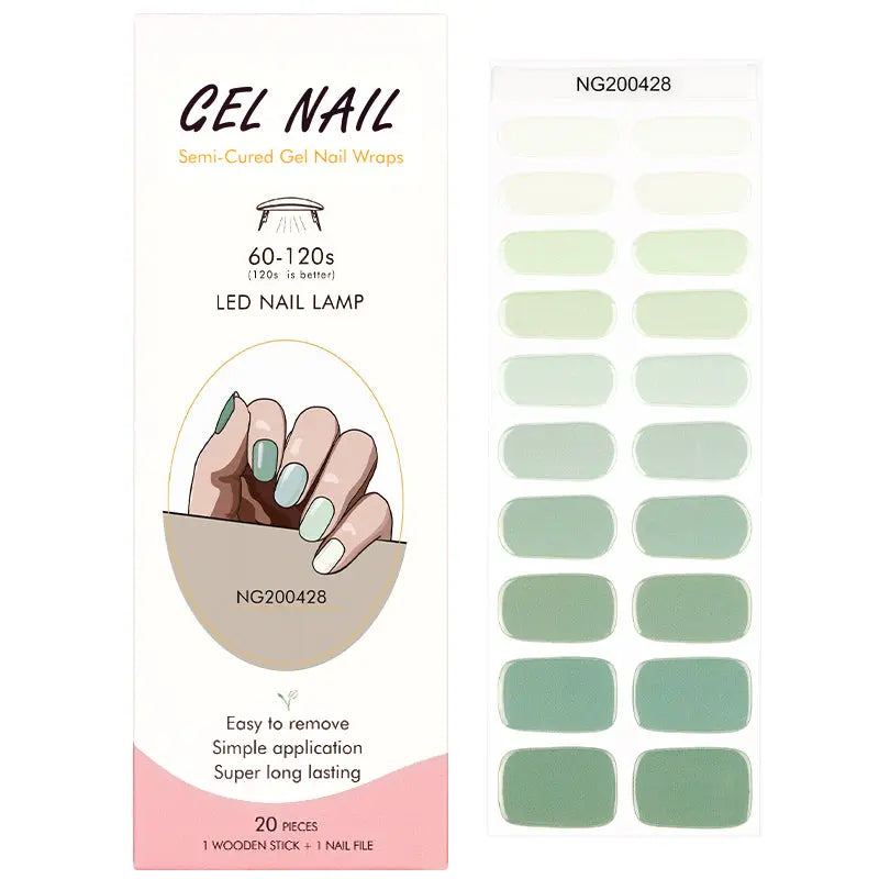 Wholesale Matcha Green Gel Nail Stickers Custom Gradient Green Manicure HUIZI