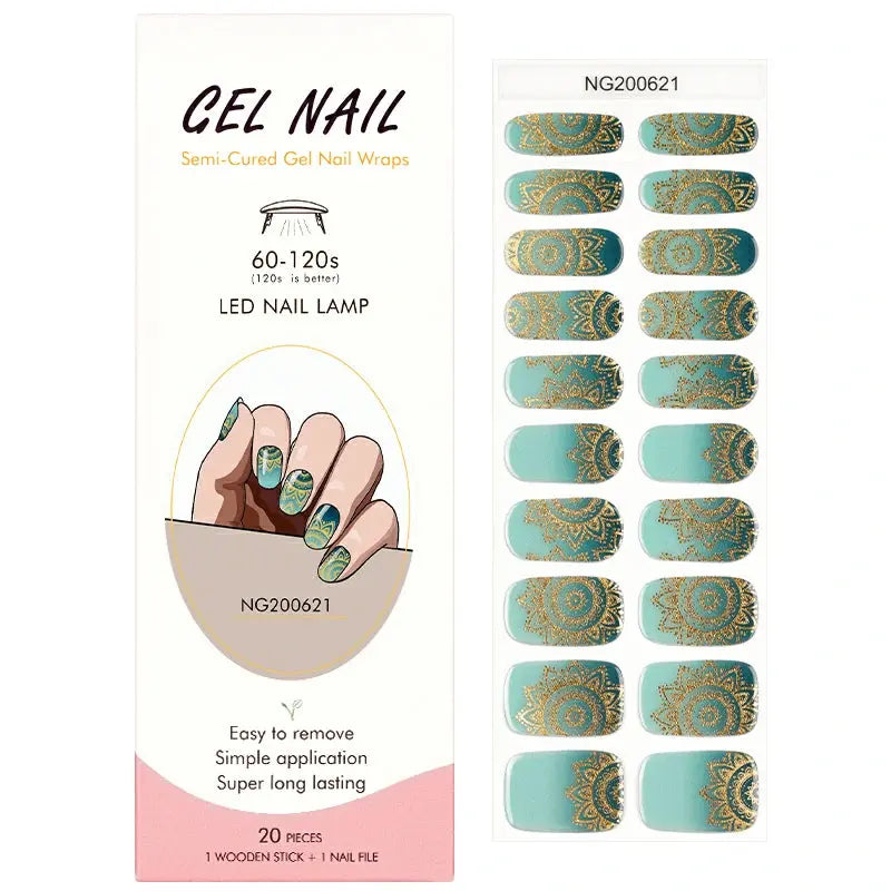 Wholesale Metallic Gel Nail Stickers Custom Glod Gel Nail Wrap Suppliers HUIZI