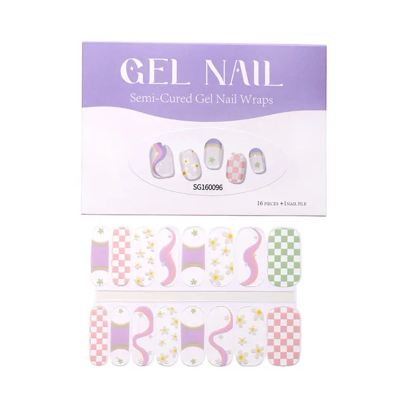 Wholesale Mosaic Nail Art Strips Custom Plaid Gel Nail Stickers HUIZI
