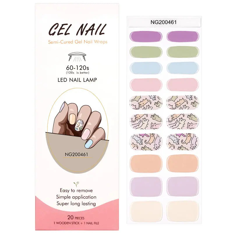 Wholesale Multi-color Cute Cat Gel Nail Strips Custom Gel Nail Designs HUIZI