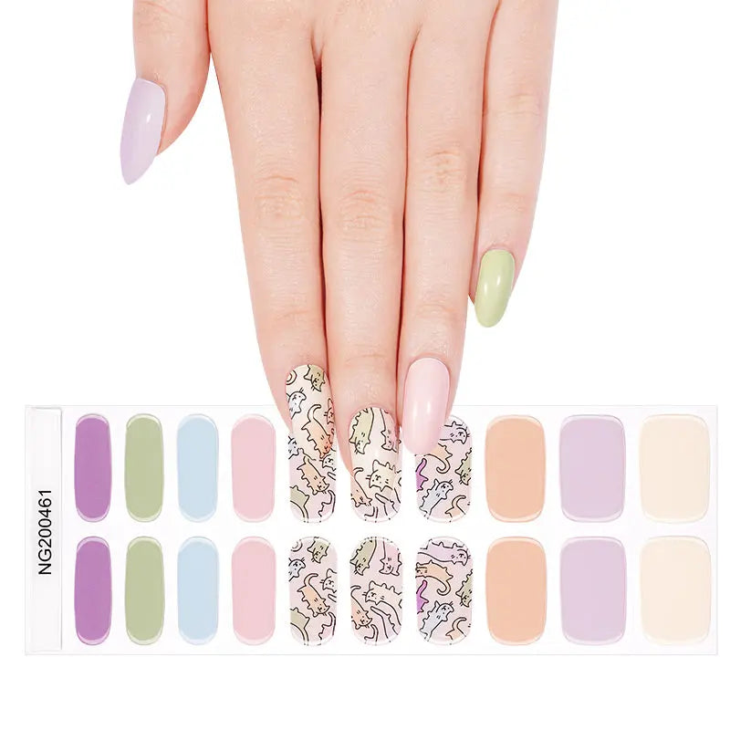 Wholesale Multi-color Cute Cat Gel Nail Strips Custom Gel Nail Designs HUIZI