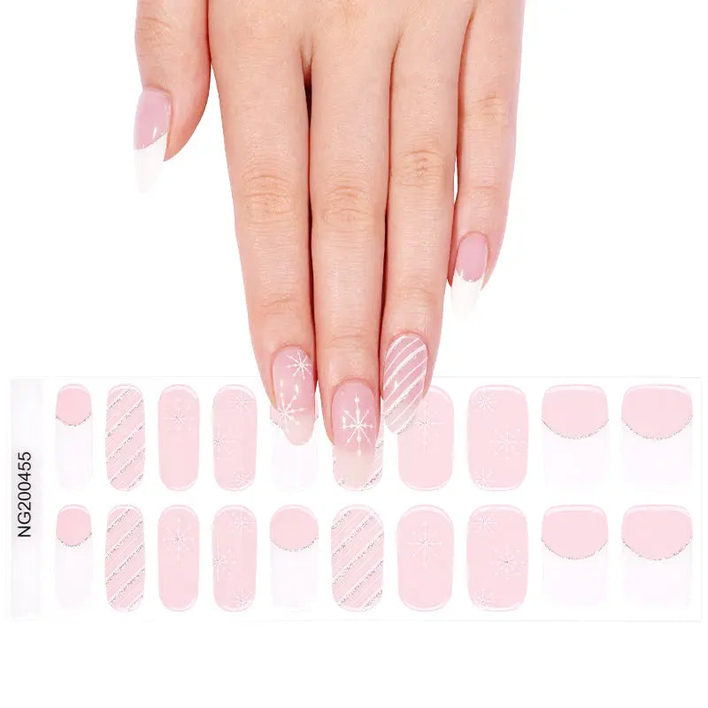 Wholesale Nail Foil Christmas Cute Glitter Cream Pink Gel Nail Foils Self-Adhesive Nail Stickers HUIZI