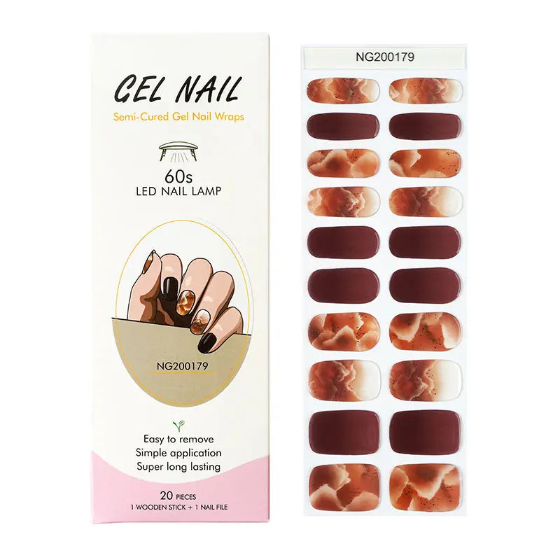 Wholesale Nail Wraps With An Extensive Assortment Of Designs Custom Orange Marble Manicure - Huizi HUIZI