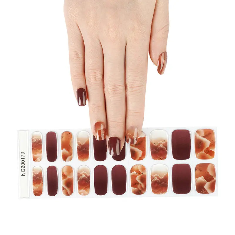 Wholesale Nail Wraps With An Extensive Assortment Of Designs Custom Orange Marble Manicure - Huizi HUIZI