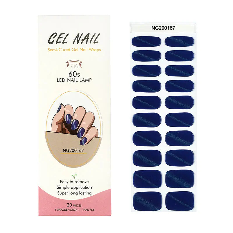 Wholesale Nail Wraps With Diverse Designs Custom Blue Cat-Eye Nails - Huizi HUIZI