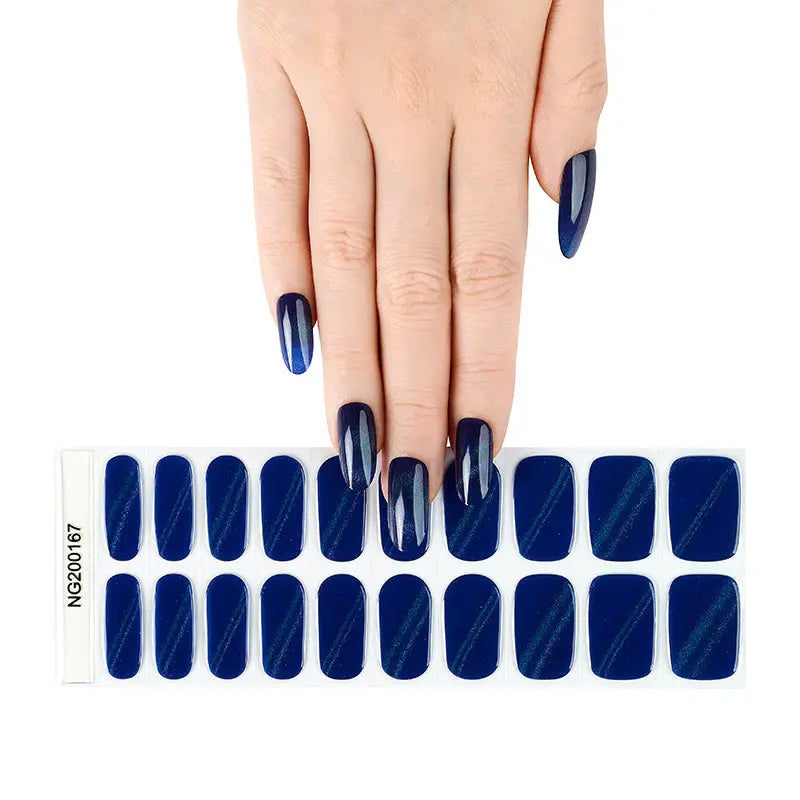 Wholesale Nail Wraps With Diverse Designs Custom Blue Cat-Eye Nails - Huizi HUIZI