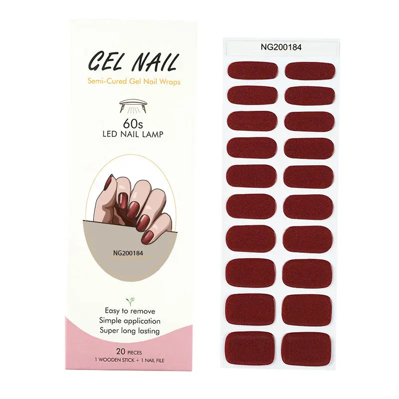 Wholesale Nail Wraps, Showcasing An Extensive Range Of Designs Custom Wine Red Pearl Nails - Huizi HUIZI