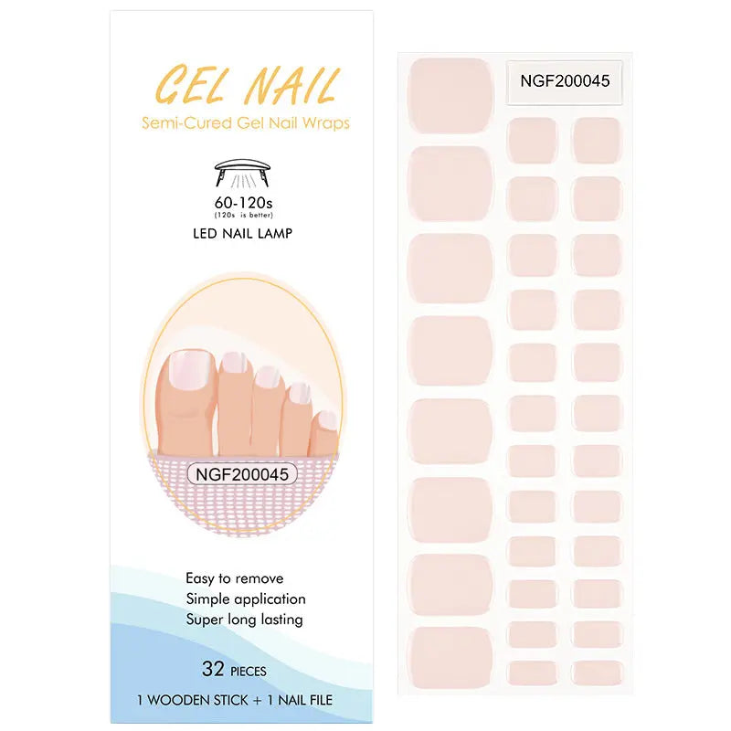 Wholesale Nude Pink Gel Toe Nail Strips Custom Solid Gel Toe Nail Wraps HUIZI