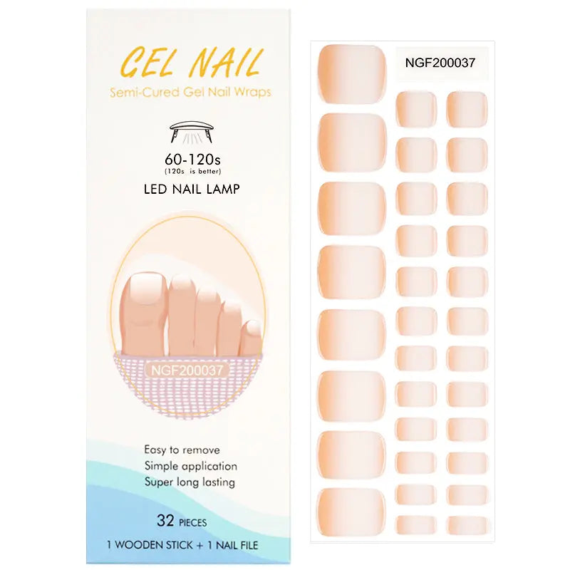 Wholesale Ombre Gel Toe Nail Strips Custom Orange Gel Toe Nail Wraps HUIZI