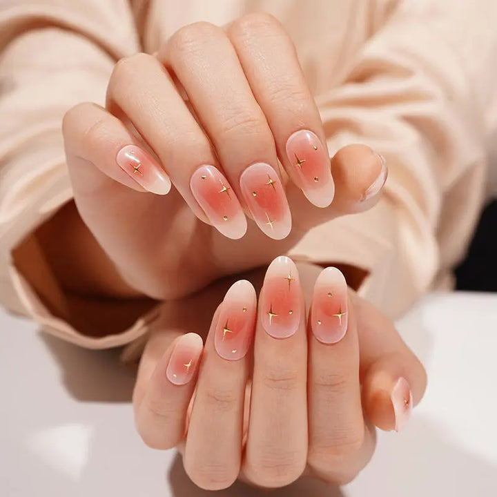 Wholesale Ombre Semi Cured Gel Nail Stickers Custom Golden Nail Strips