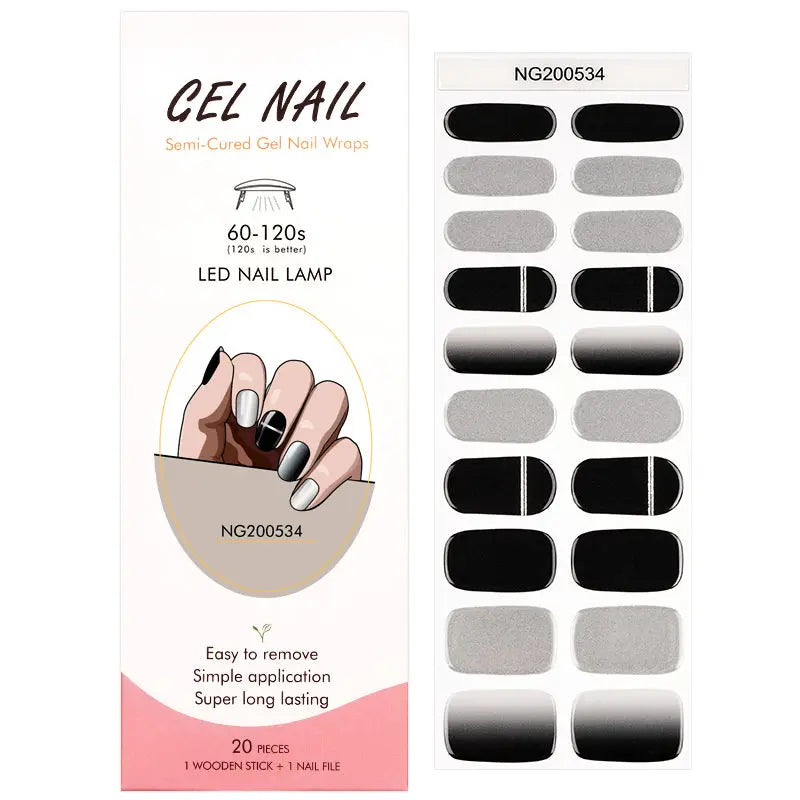 Wholesale Ombre Semi Cured Gel Nail Stickers HUIZI