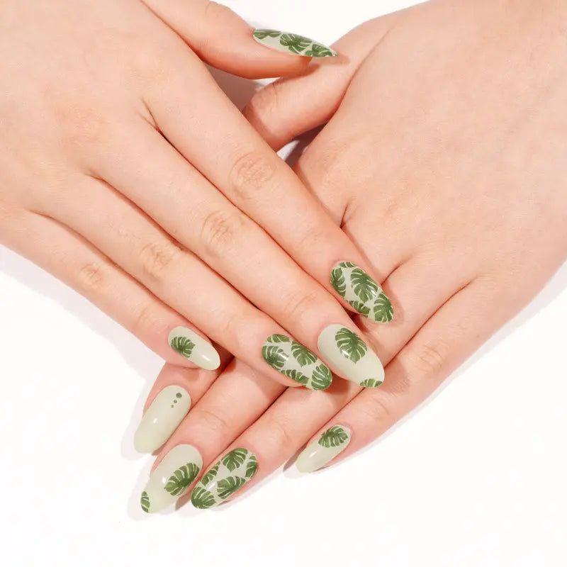 Wholesale Palm Semi Cured Gel Nail Stickers Custom Summer Nail Strips HUIZI