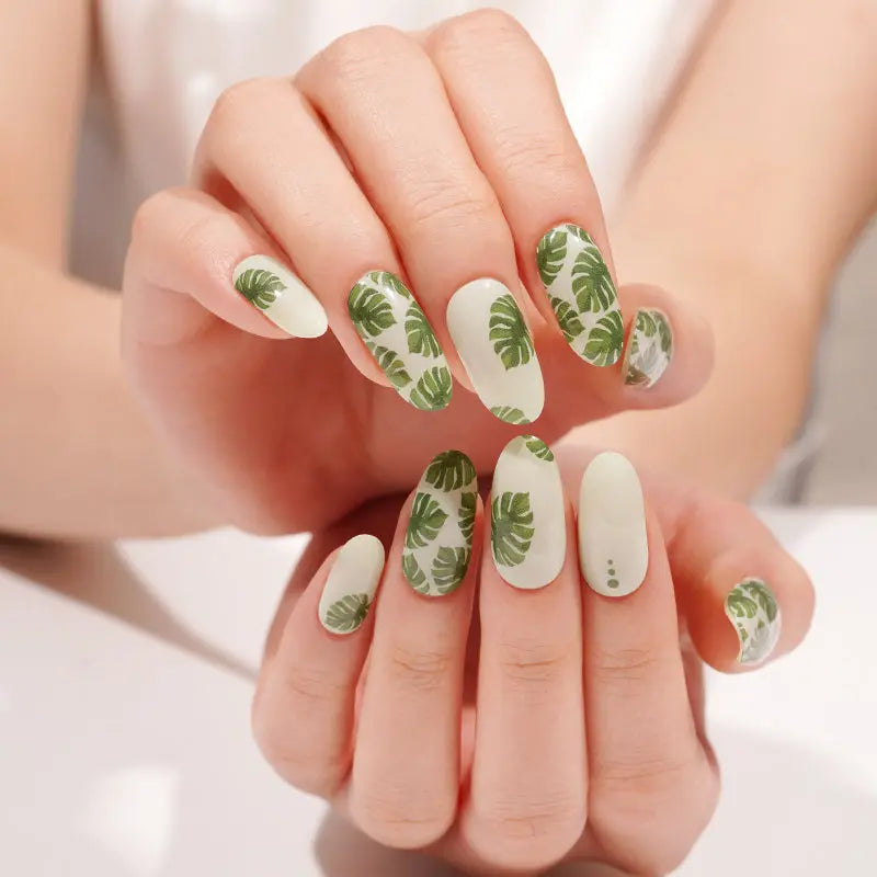 Wholesale Palm Semi Cured Gel Nail Stickers Custom Summer Nail Strips HUIZI