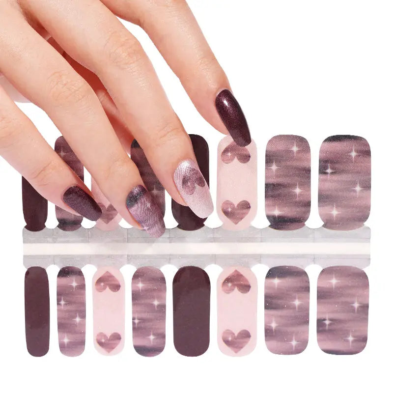 Wholesale Pearls, Love Heart Nail Stickers Custom Nail Wraps HUIZI