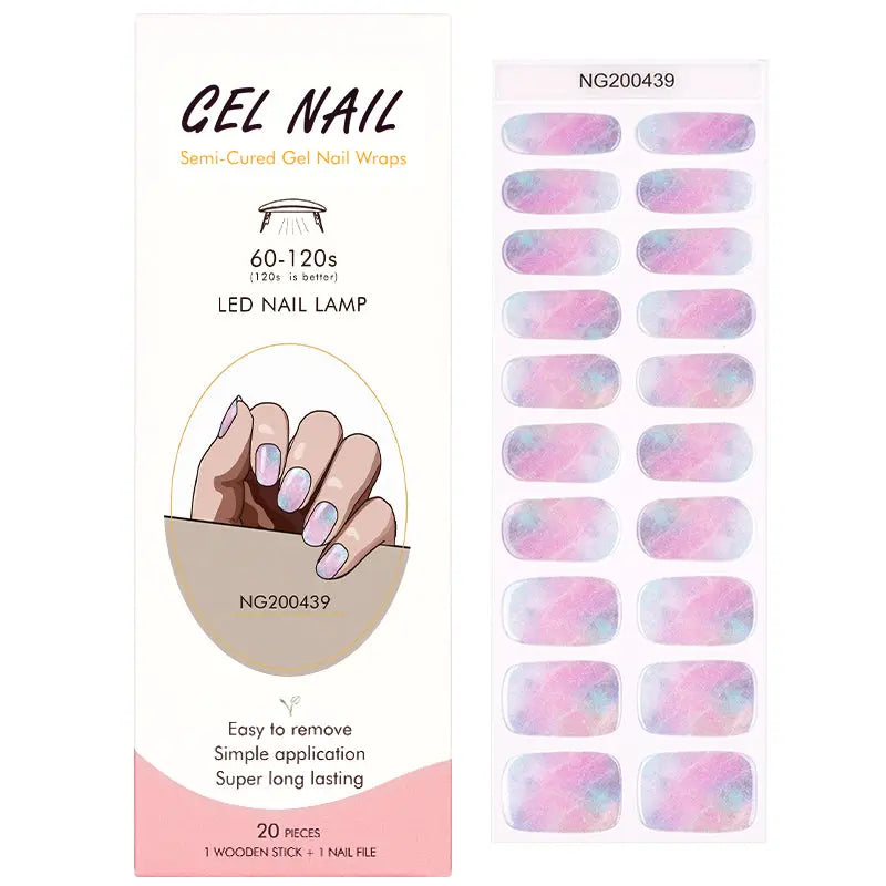 Wholesale Pink And Blue Marble Gel Nail Strips Custom Gel Nails HUIZI