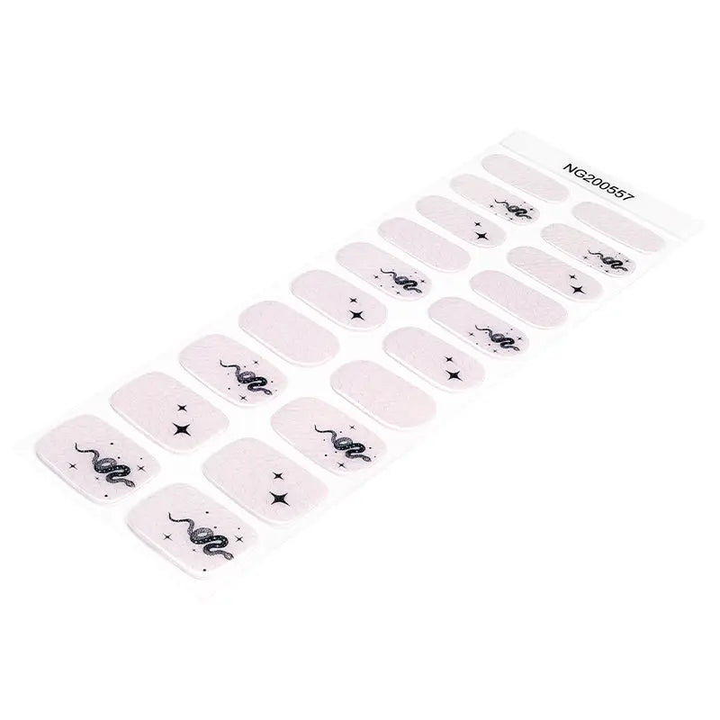 Wholesale Pink Glitter Gel Nail Wraps with Snake and Star Design – Self-Adhesive, Curing-Optional HUIZI