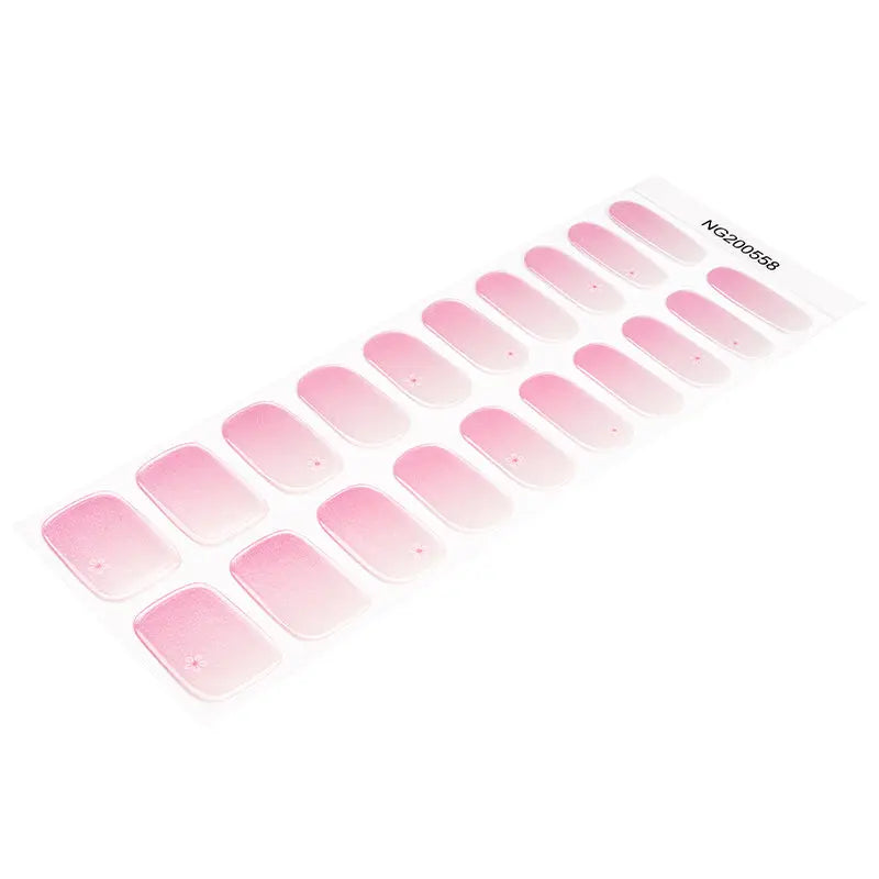 Wholesale Pink Gradient Gel Nail Stickers with Floral Design HUIZI