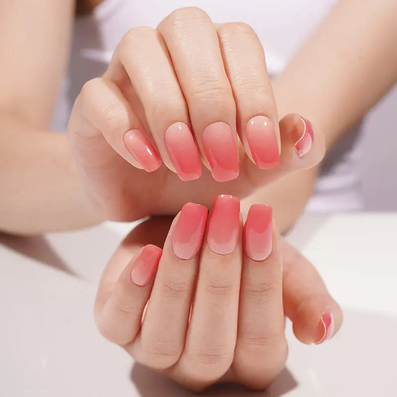 Wholesale Pink Gradient Gel Nail Strips – Custom Designs & Private Label Available HUIZI