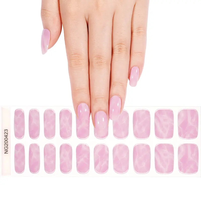 Wholesale Pink Marble UV Gel Nail Wraps Custom Gel Nail Sticker UV Light Required HUIZI