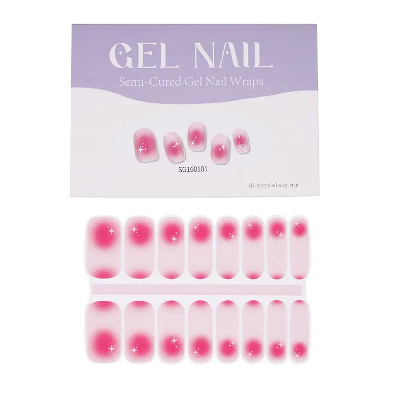 Wholesale Pink Ombre Gel Nail Strips Custom Nail Stickers HUIZI