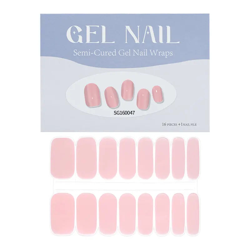 Wholesale Pink Semi-cured Gel Nail Strips Custom Gel Nail Designs HUIZI