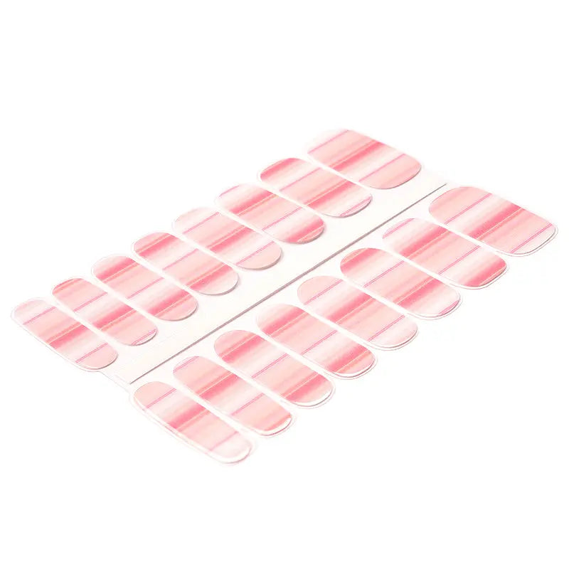 Wholesale Pink Stripes Gel Nail Strips Custom Pink Texture Nail Designs HUIZI