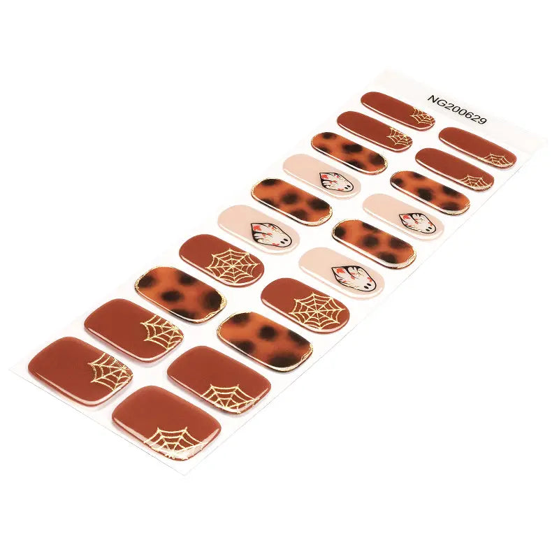 Wholesale Price Huizi Halloween Gold Foil Spider Web Gel Nail Stickers HUIZI