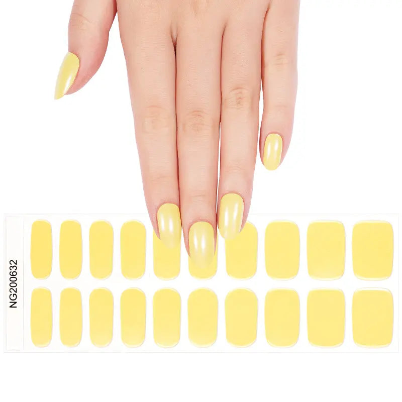 Wholesale Price Single Color Yellow Gel Nail Stickers Removable Summer 20pcs HUIZI