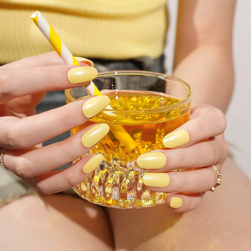 Wholesale Price Single Color Yellow Gel Nail Stickers Removable Summer 20pcs HUIZI