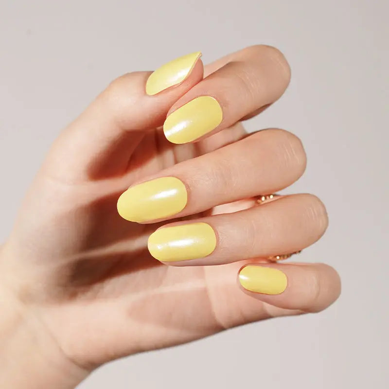 Wholesale Price Single Color Yellow Gel Nail Stickers Removable Summer 20pcs HUIZI