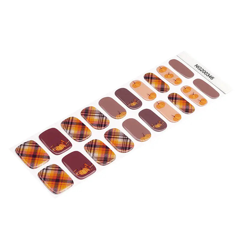 Wholesale Pumpkin Nail Gel Strips Custom Fall Nail Designs HUIZI