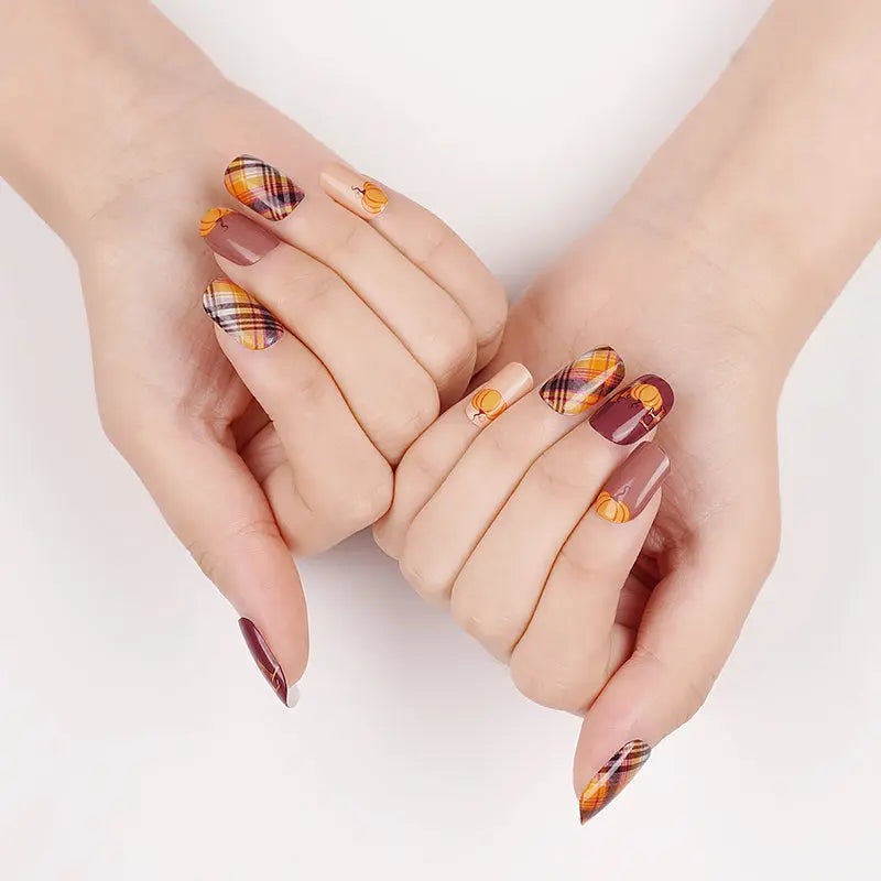 Wholesale Pumpkin Nail Gel Strips Custom Fall Nail Designs HUIZI