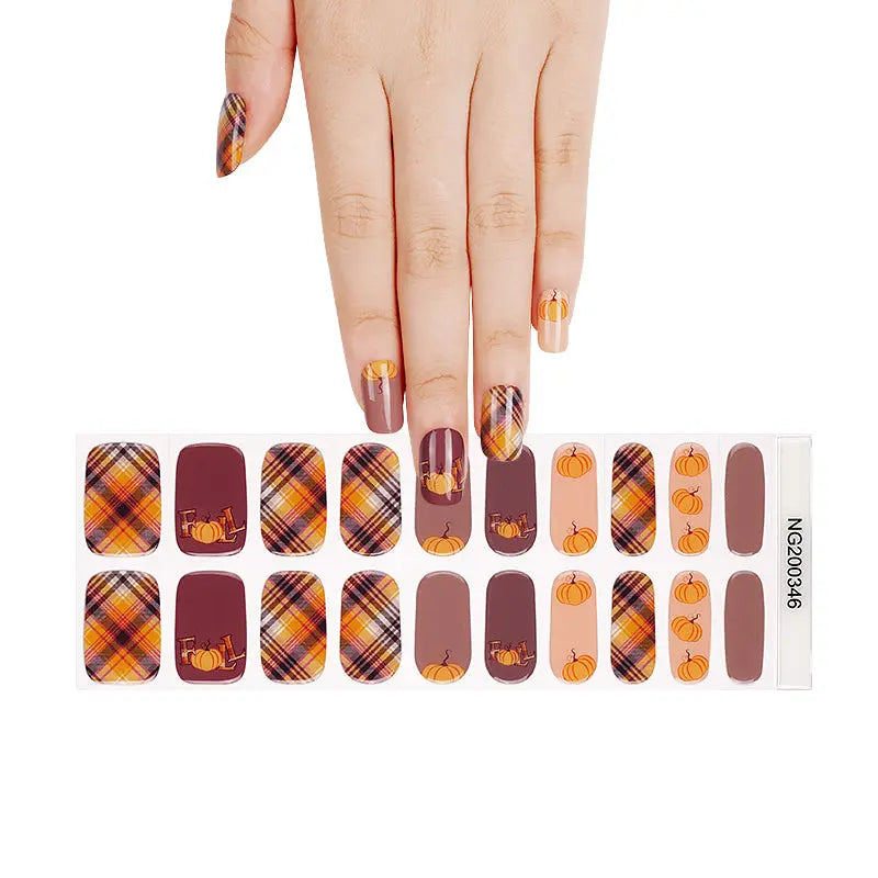 Wholesale Pumpkin Nail Gel Strips Custom Fall Nail Designs HUIZI