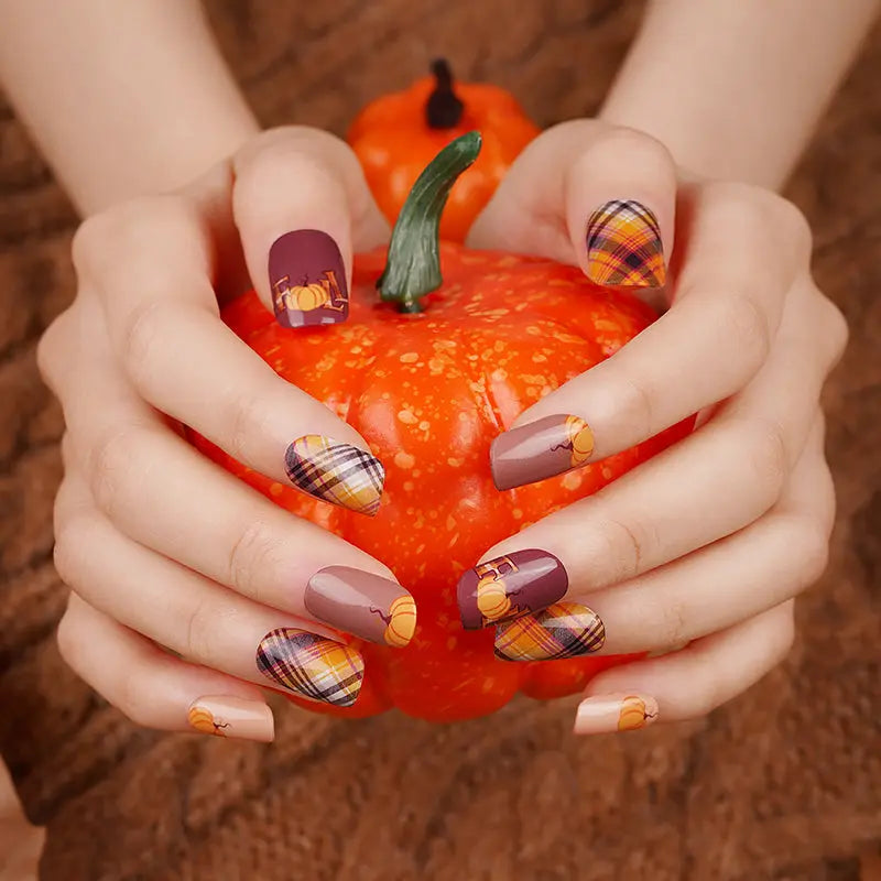 Wholesale Pumpkin Nail Gel Strips Custom Fall Nail Designs HUIZI