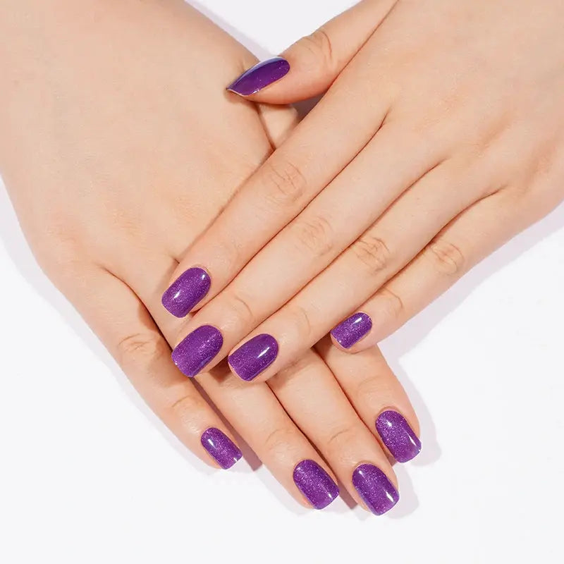 Wholesale Purple Cat-eye Gel Nail Strips Custom Glitter Gel Nail Stickers HUIZI