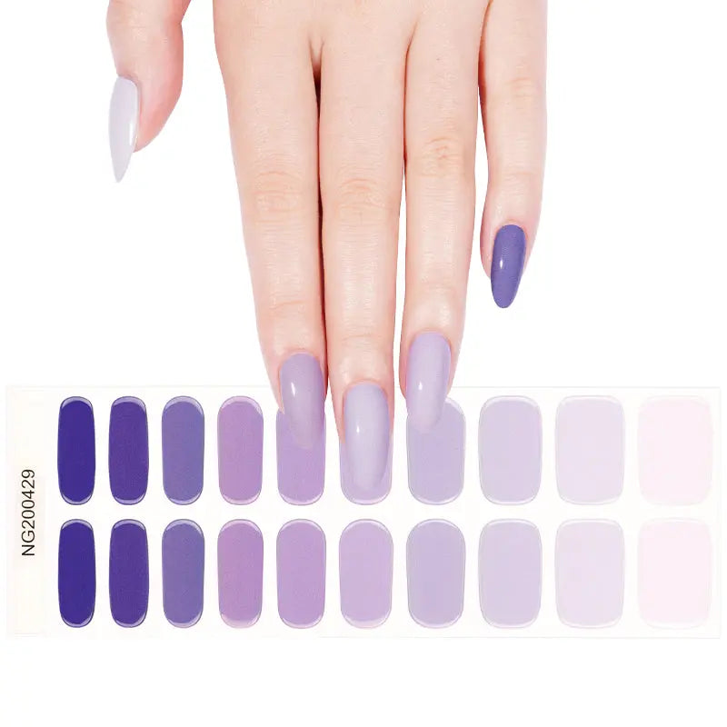 Wholesale Purple Gel Nail Strips Custom Amethyst Gradient Semi-Cured Gel Nail Wraps HUIZI