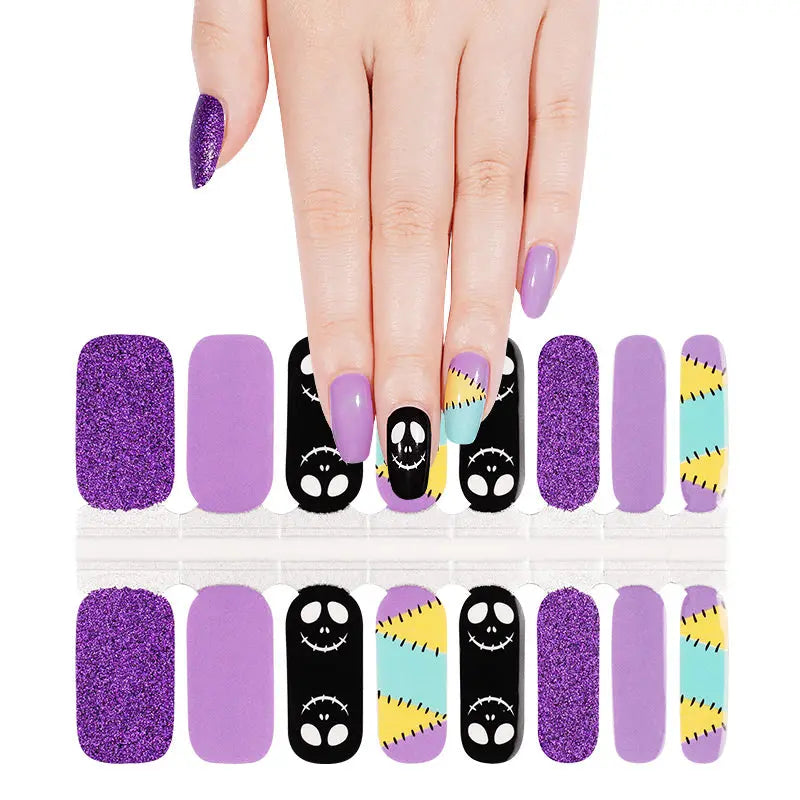 Wholesale Purple Halloween nail Wraps Custom Nail Designs HUIZI