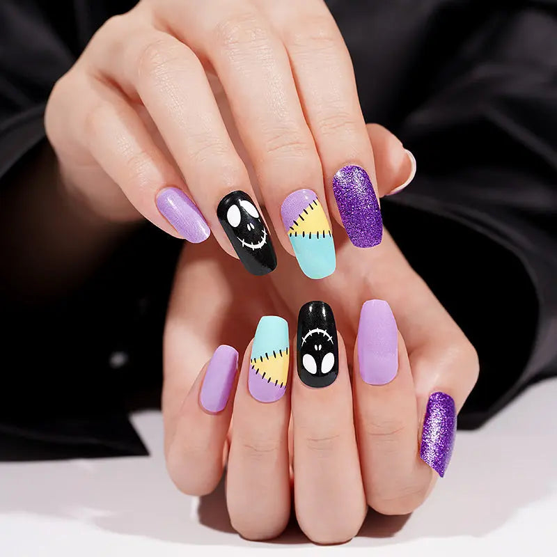 Wholesale Purple Halloween nail Wraps Custom Nail Designs HUIZI