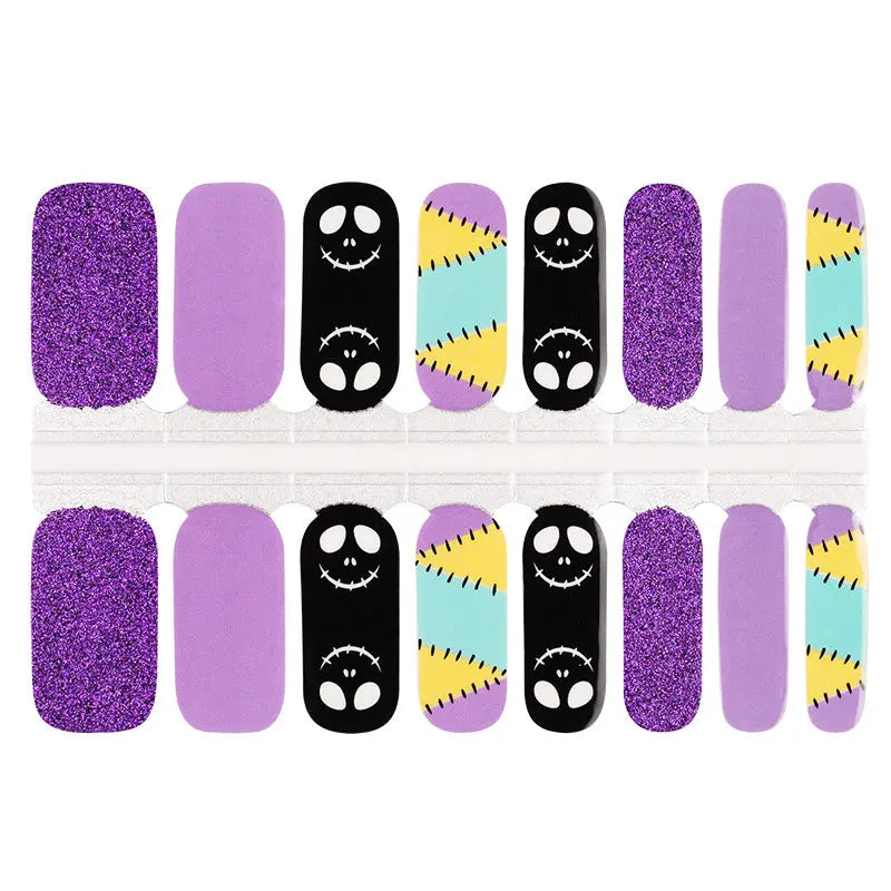 Wholesale Purple Halloween nail Wraps Custom Nail Designs HUIZI