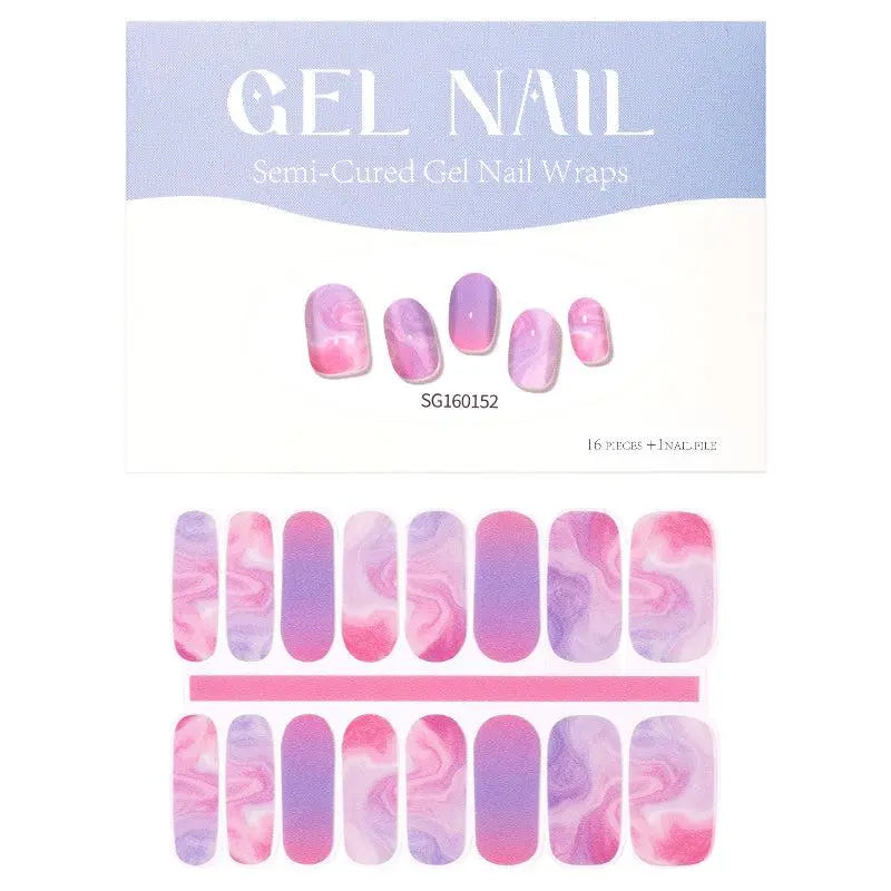 Wholesale Purple Marble Gel Nail Strips Custom Haze Nail Designs HUIZI