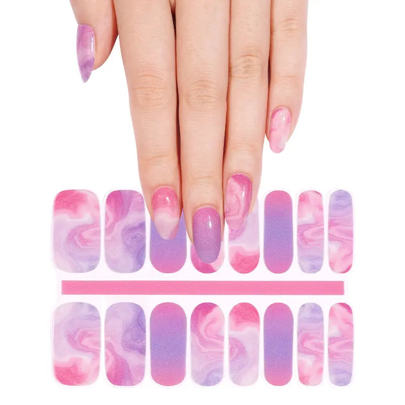 Wholesale Purple Marble Gel Nail Strips Custom Haze Nail Designs HUIZI