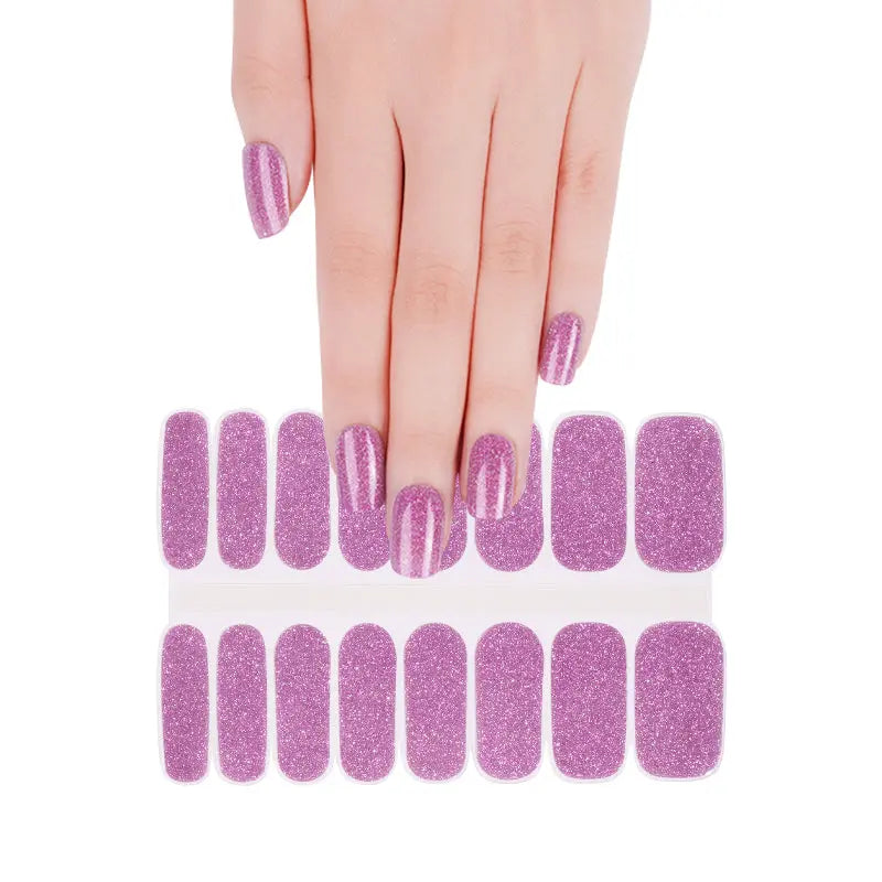 Wholesale Purple Sparkle Semi Cured Gel Nail Wraps HUIZI