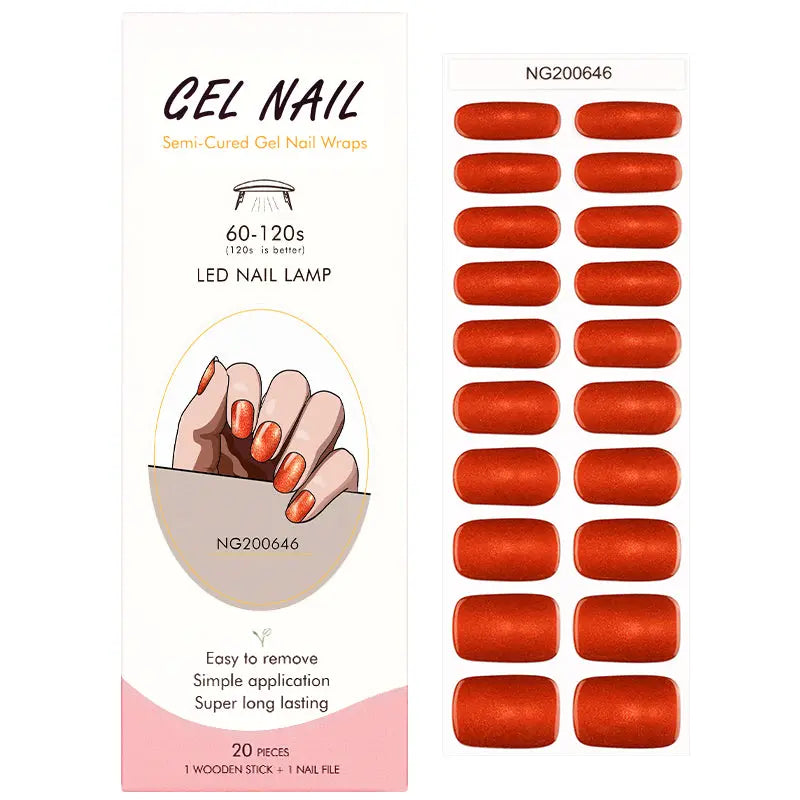 Wholesale Red Cat-eye Glitter Gel Nail Stickers Customizable Nail Wraps for Brands HUIZI