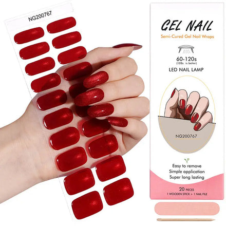 Wholesale Nail Wraps Semi Cured Gel Nail Strips 20 Strips - HUIZI